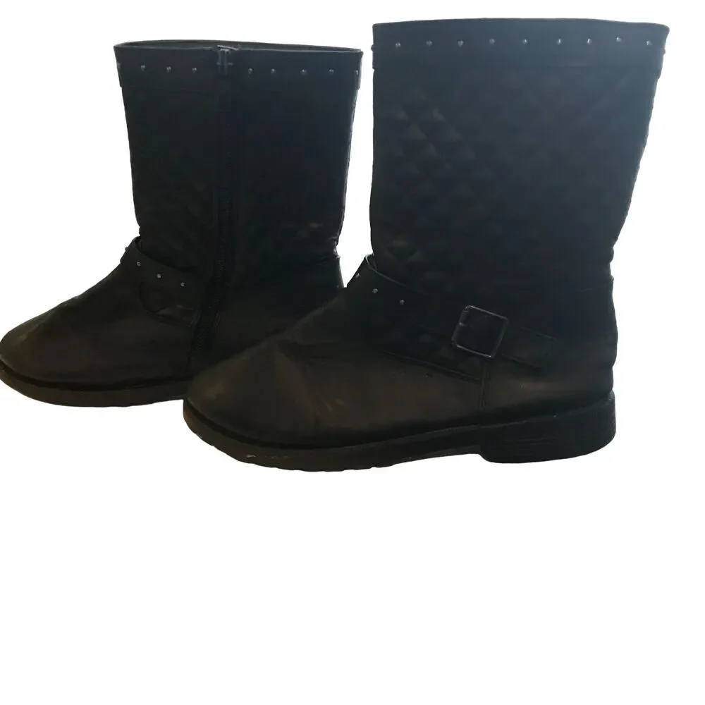 Girl's size 2 Faux Leather boots Black
